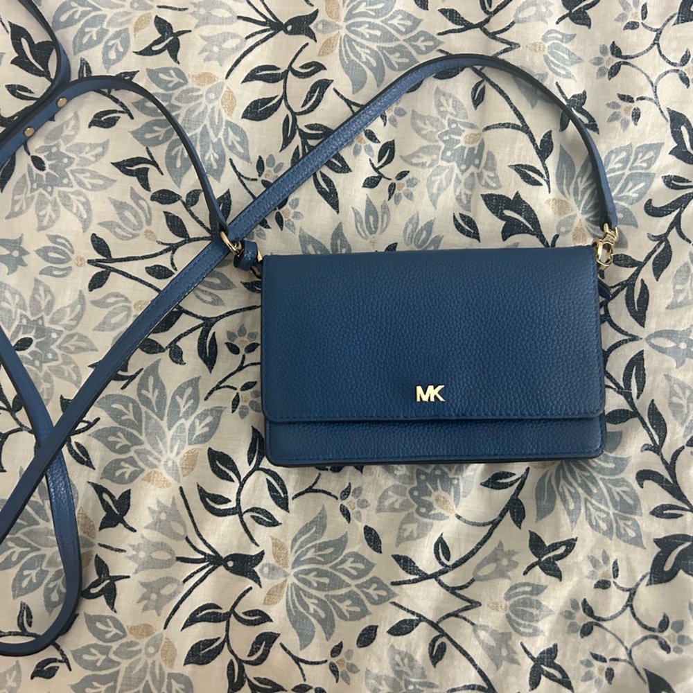 Michael Kors Navy Crossbody Bag with Silver Accents